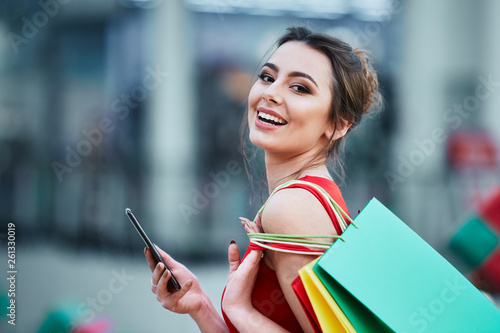 Lovely girl at shopping mall photo