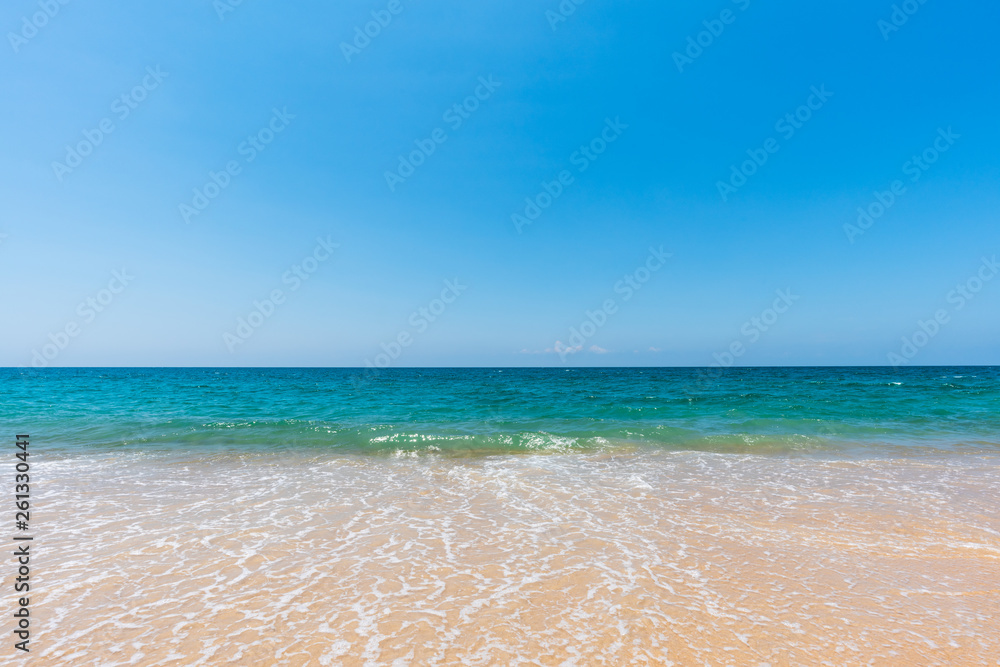 soft sea wave on sand beach and scenic natural seascape background