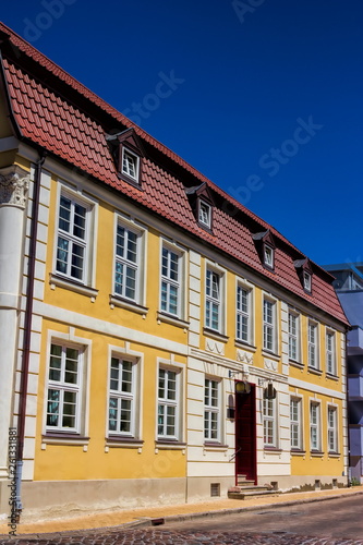 Saniertes Bürgerhaus in Rostock, Deutschland