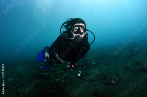 Extreme sports - diving and snorkeling in Bali.