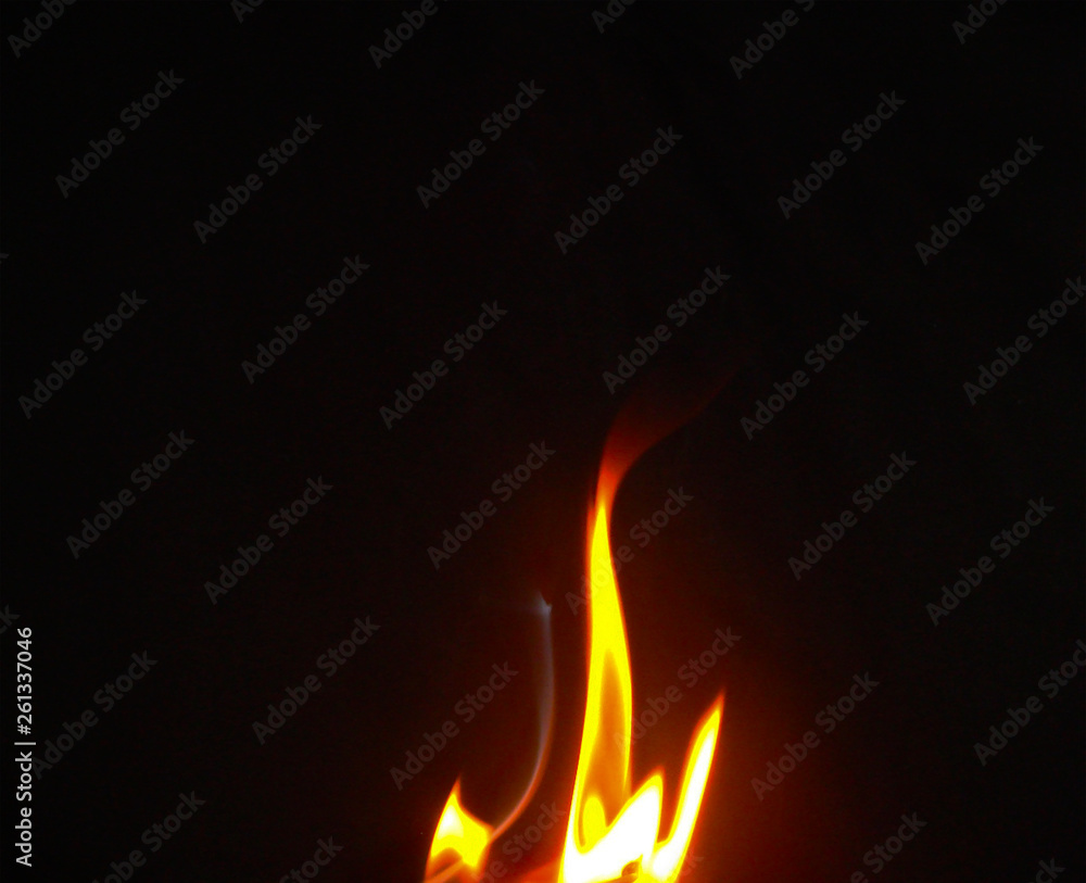 flame of fire on black background