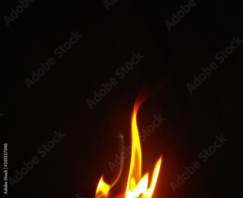 flame of fire on black background