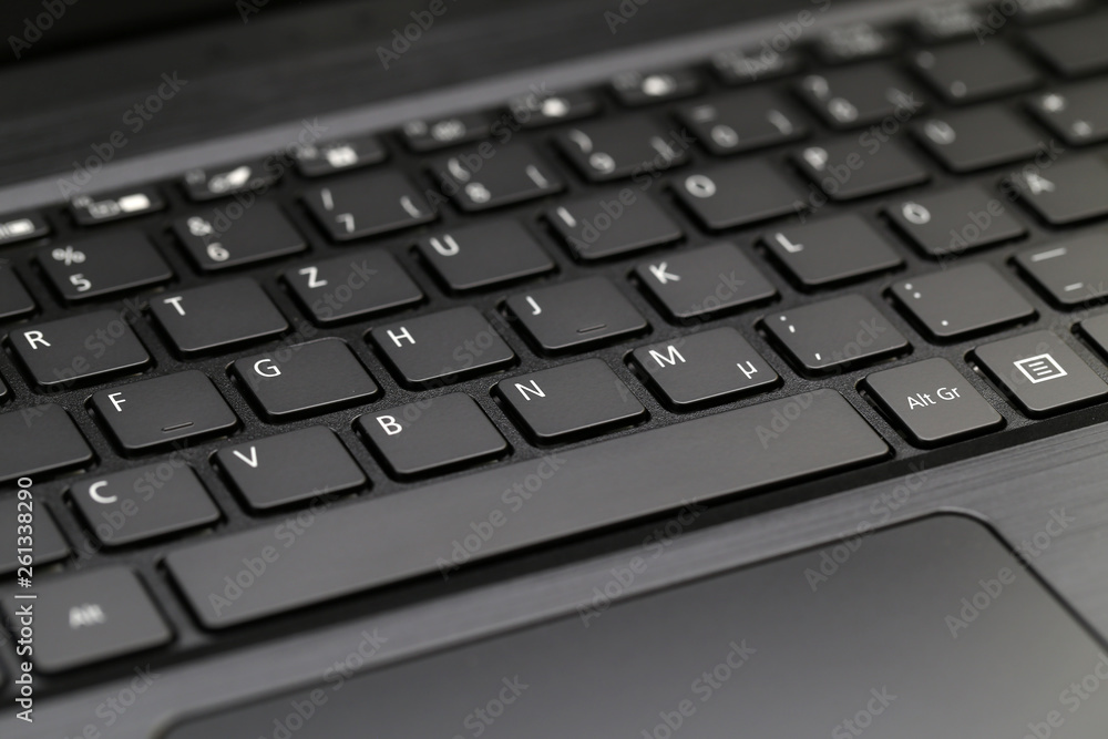 Laptop keyboard, black keyboard. Keyboard close up Laptop keyboard, black keyboard. Keyboard close up