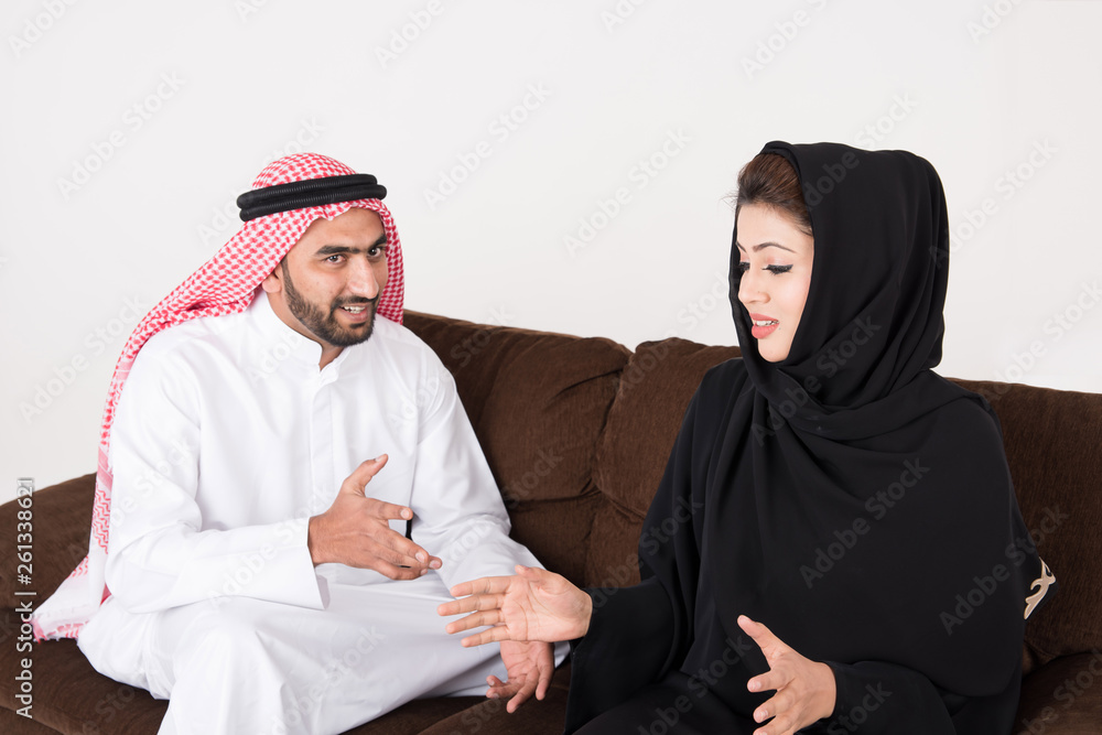 Arab couple fighting