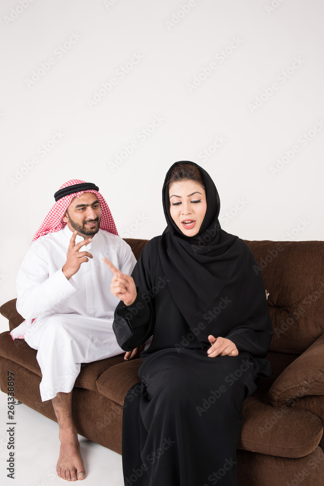 Arab couple fighting