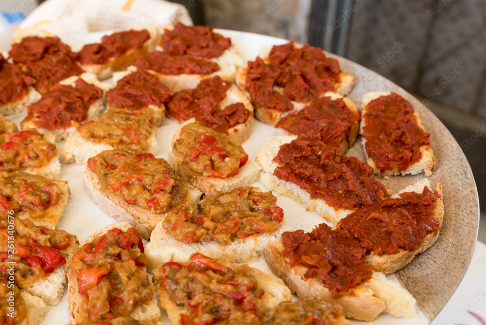 Savory canapes with vegetables