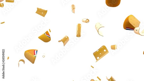 perfect loop of 3d rendering of a falling objects isolated on white