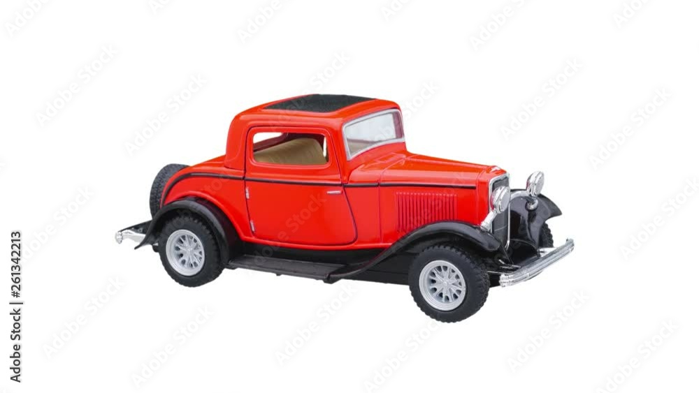 Toy car isolated. Video with alpha channel. Looped rotation. Toy car isolated. Video with alpha channel. Looped rotation.
