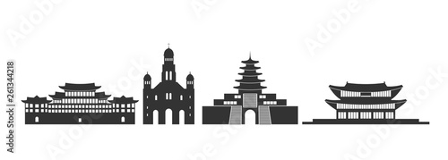 South Korea logo. Isolated South Korean architecture on white background