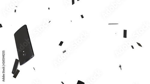 perfect loop of 3d rendering of a falling objects on a white background