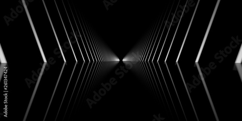 Fototapeta Naklejka Na Ścianę i Meble -  3d rendering of a dark scene with futuristic lights abstract