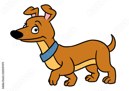Long dog joy dachshund animal character cartoon illustration isolated image