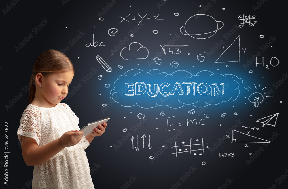 Adorable girl using tablet with educational concept
Adorable girl using tablet with educational concept