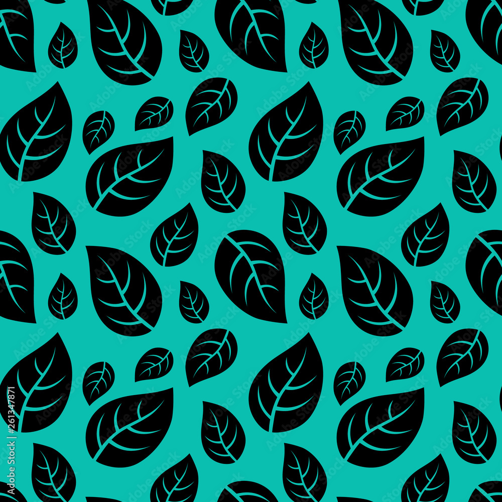 Leaf seamless pattern on a green background Leaf seamless pattern on a green background