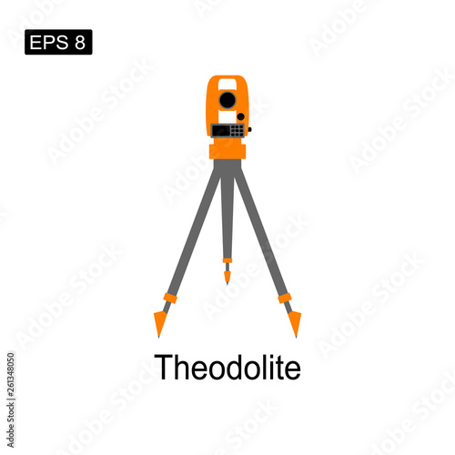 Orange theodolite on a tripod icon