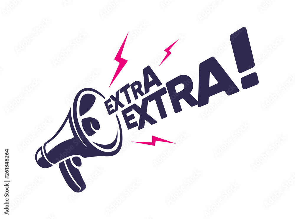 Megaphone with "Extra Extra" message in Vector. Advertisement for banner, poster and promotion design. - obrazy, fototapety, plakaty 