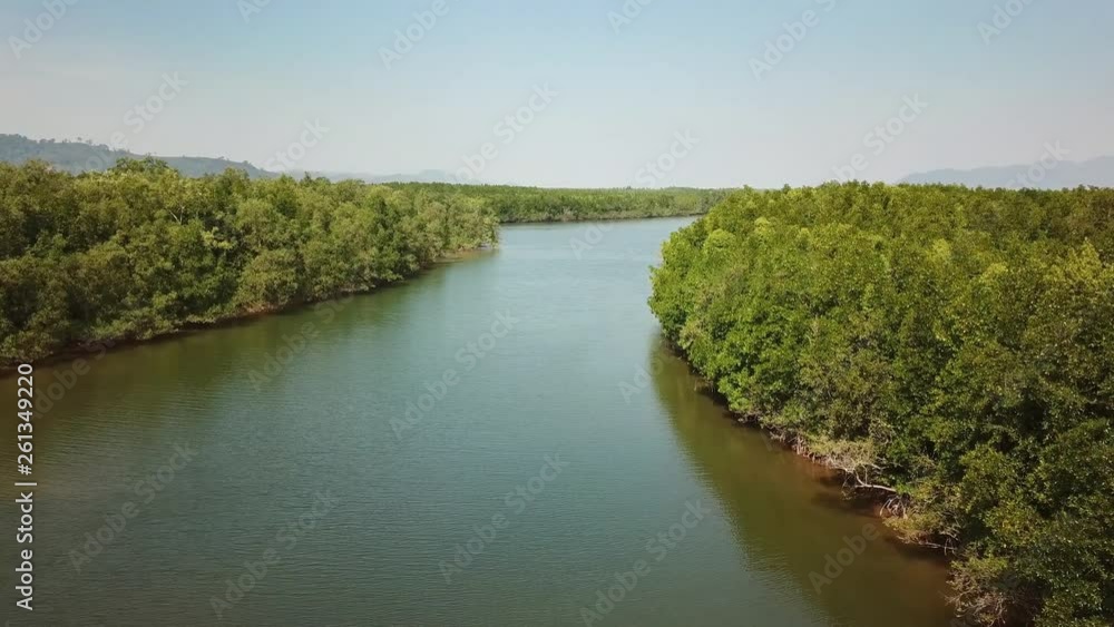 Flying over the river between mangrove forest in Phang Nga province, Thailand, 4k Flying over the river between mangrove forest in Phang Nga province, Thailand, 4k