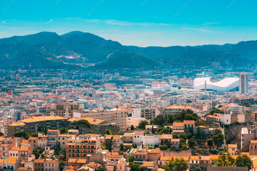 Marseille, France. Urban skyline cityscape of Marseille, Franc
