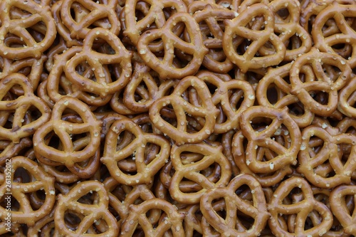 Closeup of a bunch of pretzels