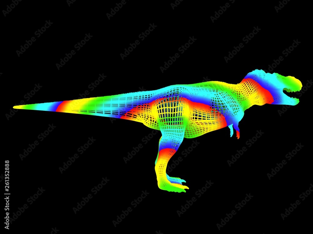 Obraz premium 3d rendering of a colorful dino isolated on black background