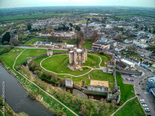 Medieval Trim Castle in County Meath, Ireland from Drone
