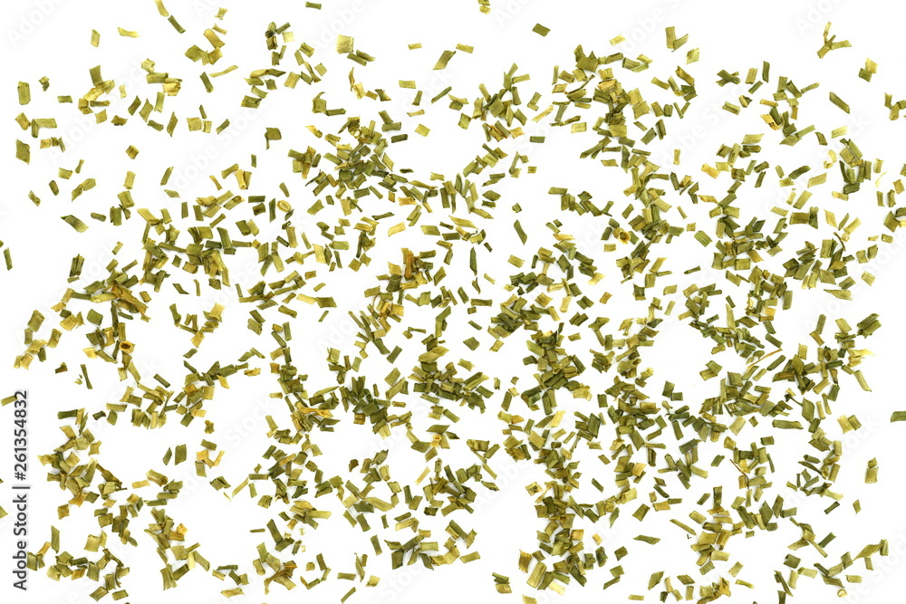 Dried chives chopped isolated on white background Dried chives chopped isolated on white background