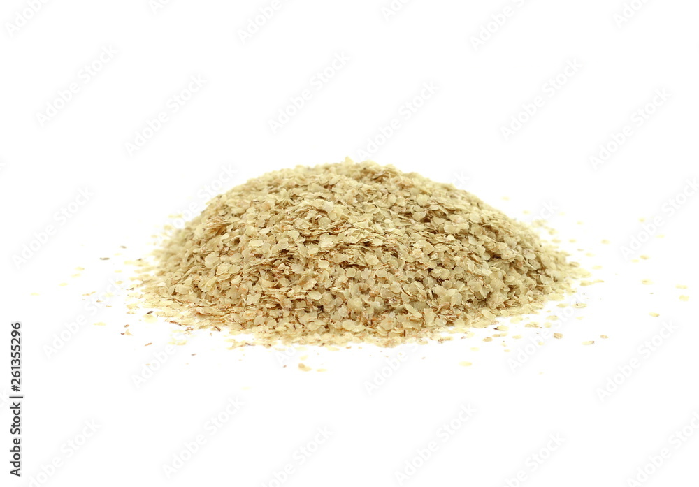 Wheat germ, the highly nutritious heart of the wheat kernel isolated on white. Wheat germ pile isolated on white background. Wheat germ, the highly nutritious heart of the wheat kernel isolated on white. Wheat germ pile isolated on white background.