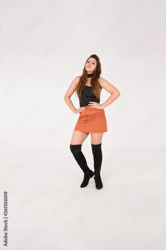 Pretty young female posing on white background Pretty young female posing on white background