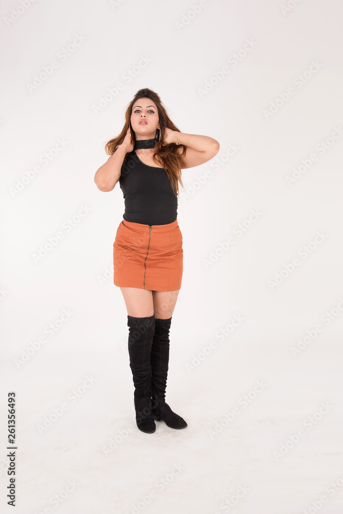 Pretty young female posing on white background Pretty young female posing on white background