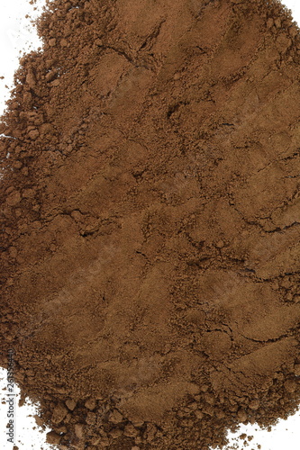 Pile of powdered, instant coffee background and texture, top view. coffee powder as background texture. 