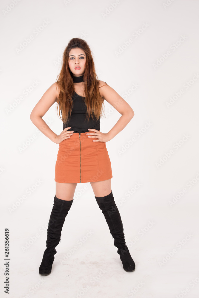 Pretty young female posing on white background Pretty young female posing on white background