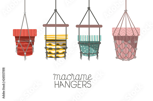 set of macrame pots hangers