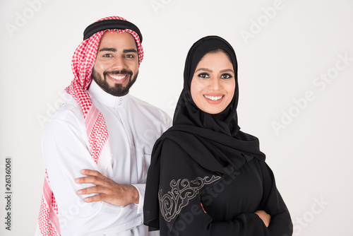 Fototapet Arab people standing on white background
