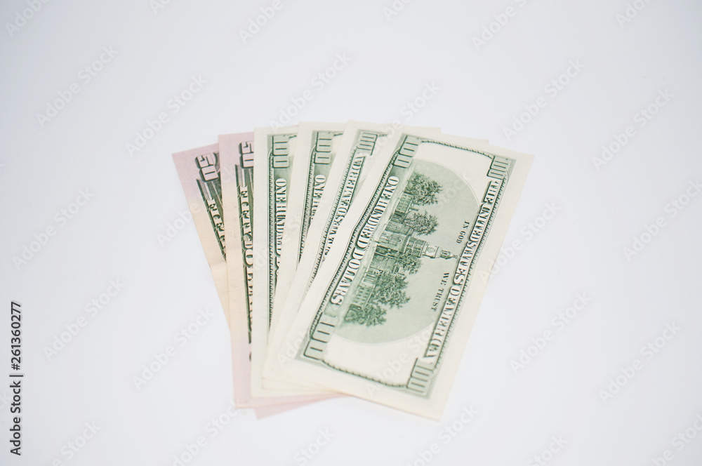 Dollars, American money on a white background, isolate Dollars, American money on a white background, isolate