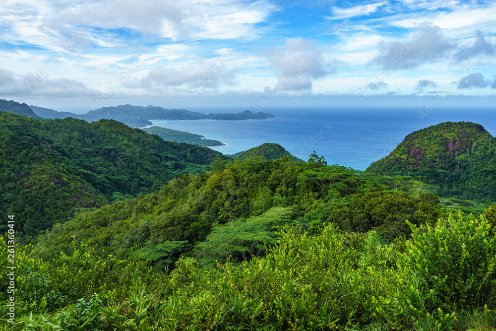 panoramic overview over the tropical island mahé, seychelles  1