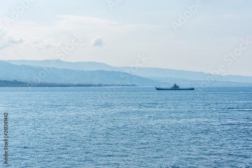 Ferries and View of Sicily from the Mediterranean Sea © JonShore