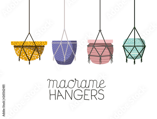 set of macrame pots hangers