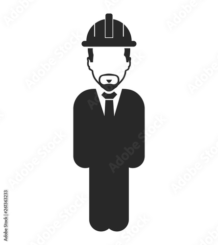 Standing Male Engineer Icon. Flat style vector EPS.