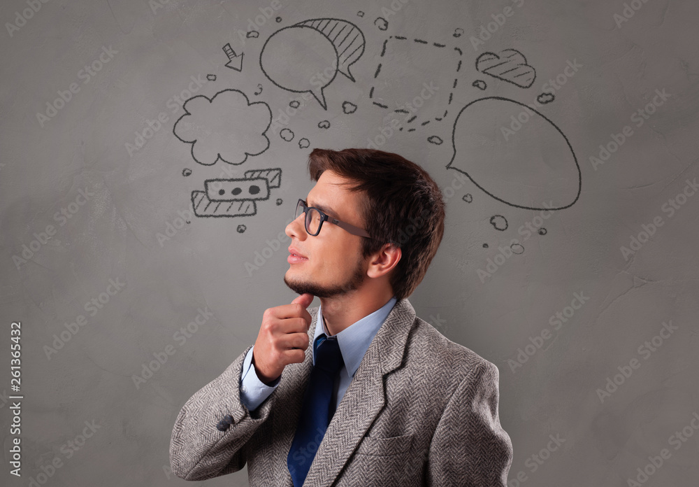 Student thinking with speech bubble concept Student thinking with speech bubble concept
