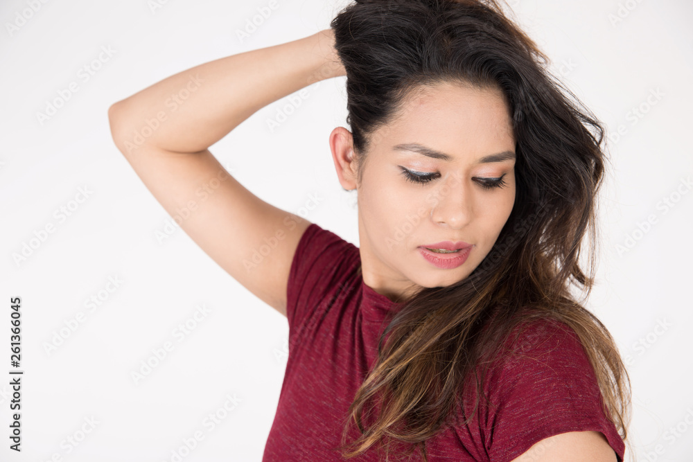 Pretty young female posing on white background Pretty young female posing on white background