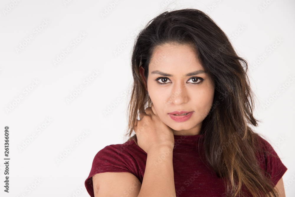 Pretty young female posing on white background Pretty young female posing on white background