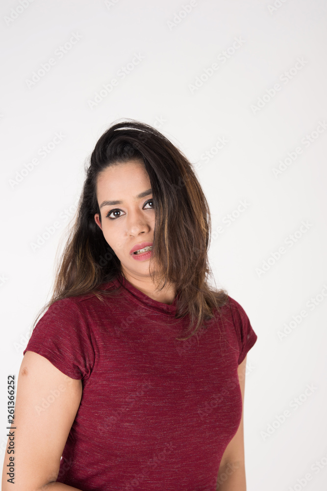 Pretty young female posing on white background Pretty young female posing on white background