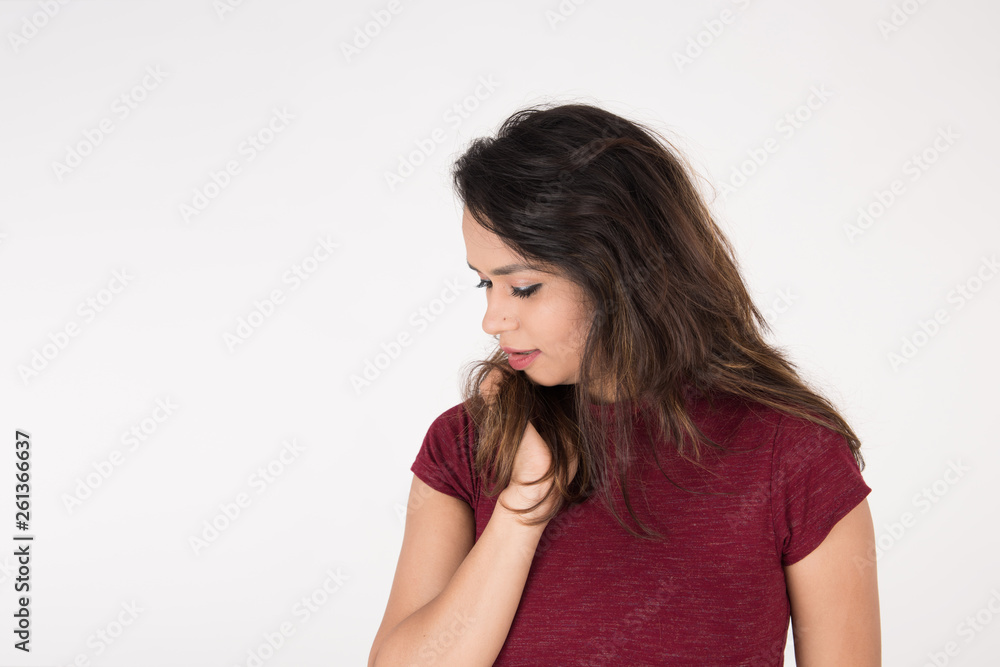 Pretty young female posing on white background Pretty young female posing on white background