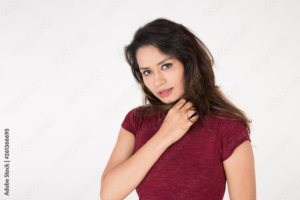 Pretty young female posing on white background Pretty young female posing on white background