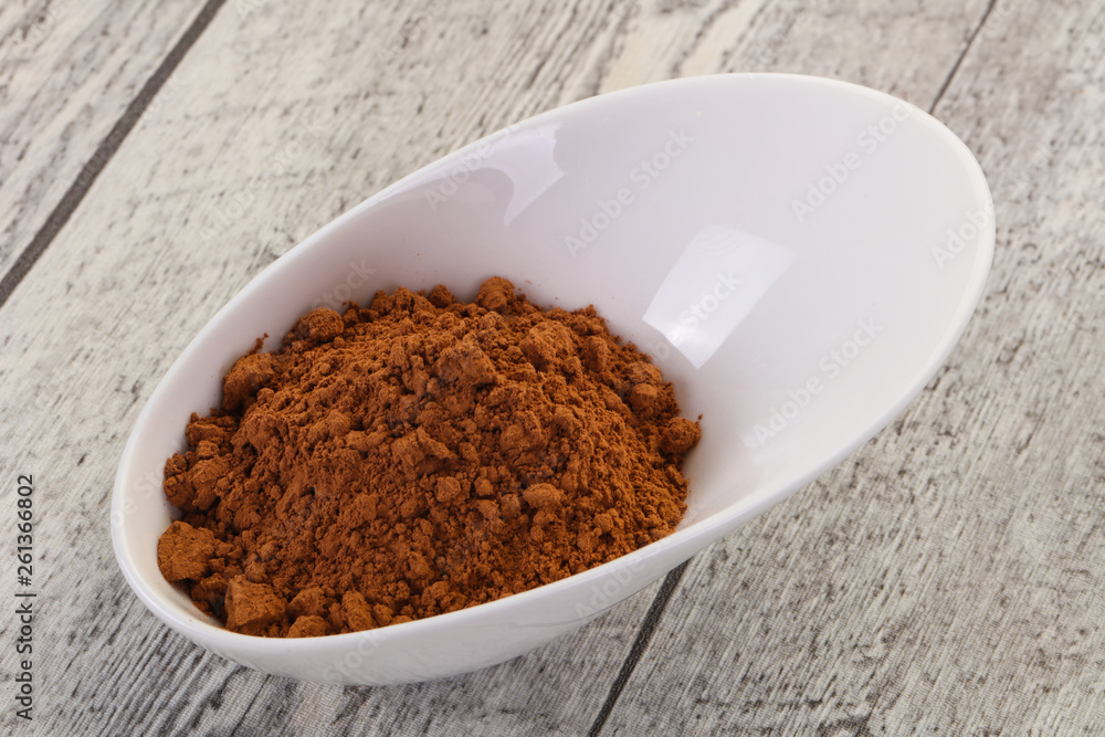 Cocoa powder in the bowl Cocoa powder in the bowl
