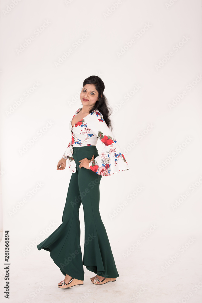 Pretty young female posing on white background Pretty young female posing on white background