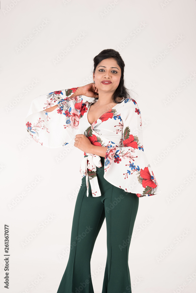 Pretty young female posing on white background Pretty young female posing on white background