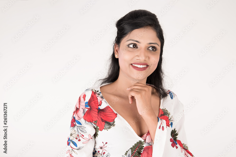 Pretty young female posing on white background Pretty young female posing on white background