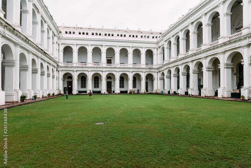 Victorian architectural style with center courtyard inside Indian Museum, The largest and oldest in India at Kolkata, India.