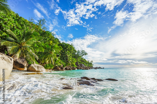 sunny day on paradise beach anse georgette praslin seychelles 39